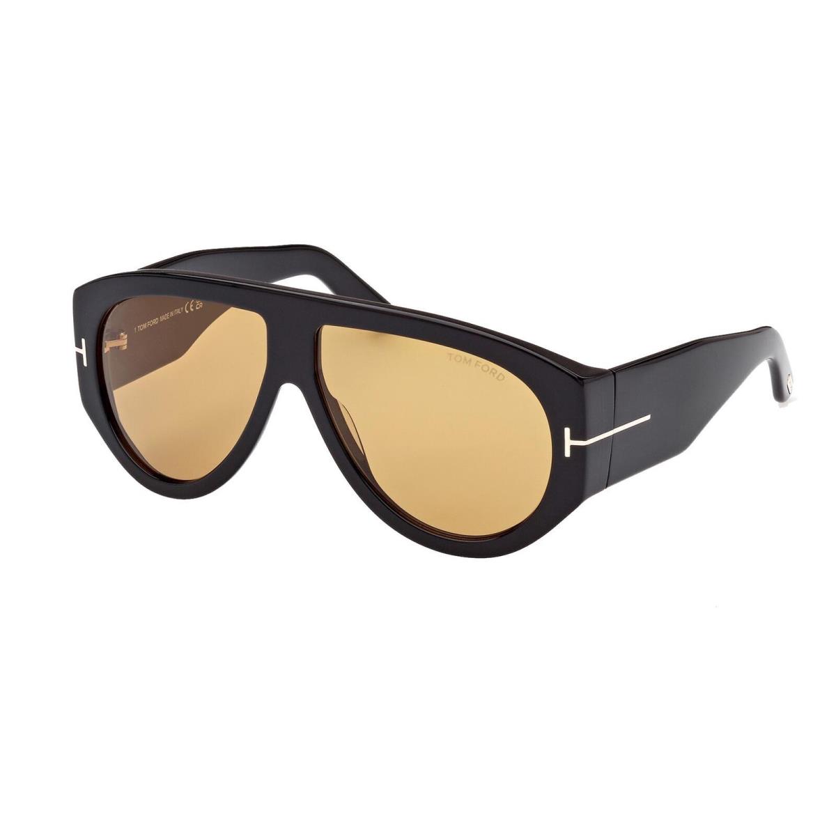 Tom Ford FT1044 01E Plastic Shiny Black Brown 60 mm Men`s Sunglasses