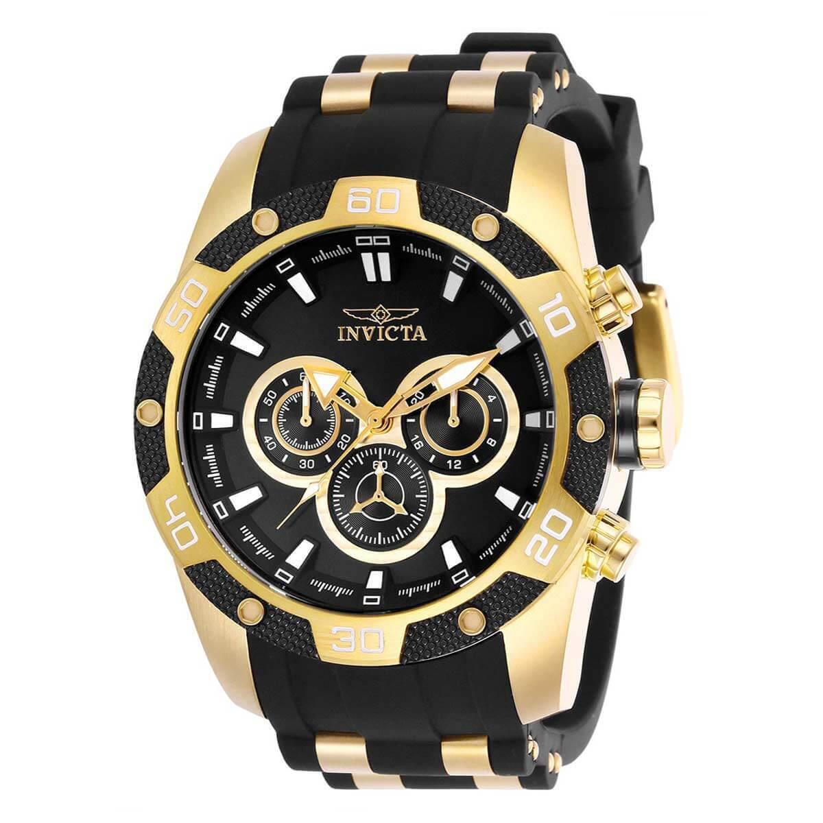 Invicta Men`s Watch Speedway Scuba Chronograph Black Dial Two Tone Strap 25835