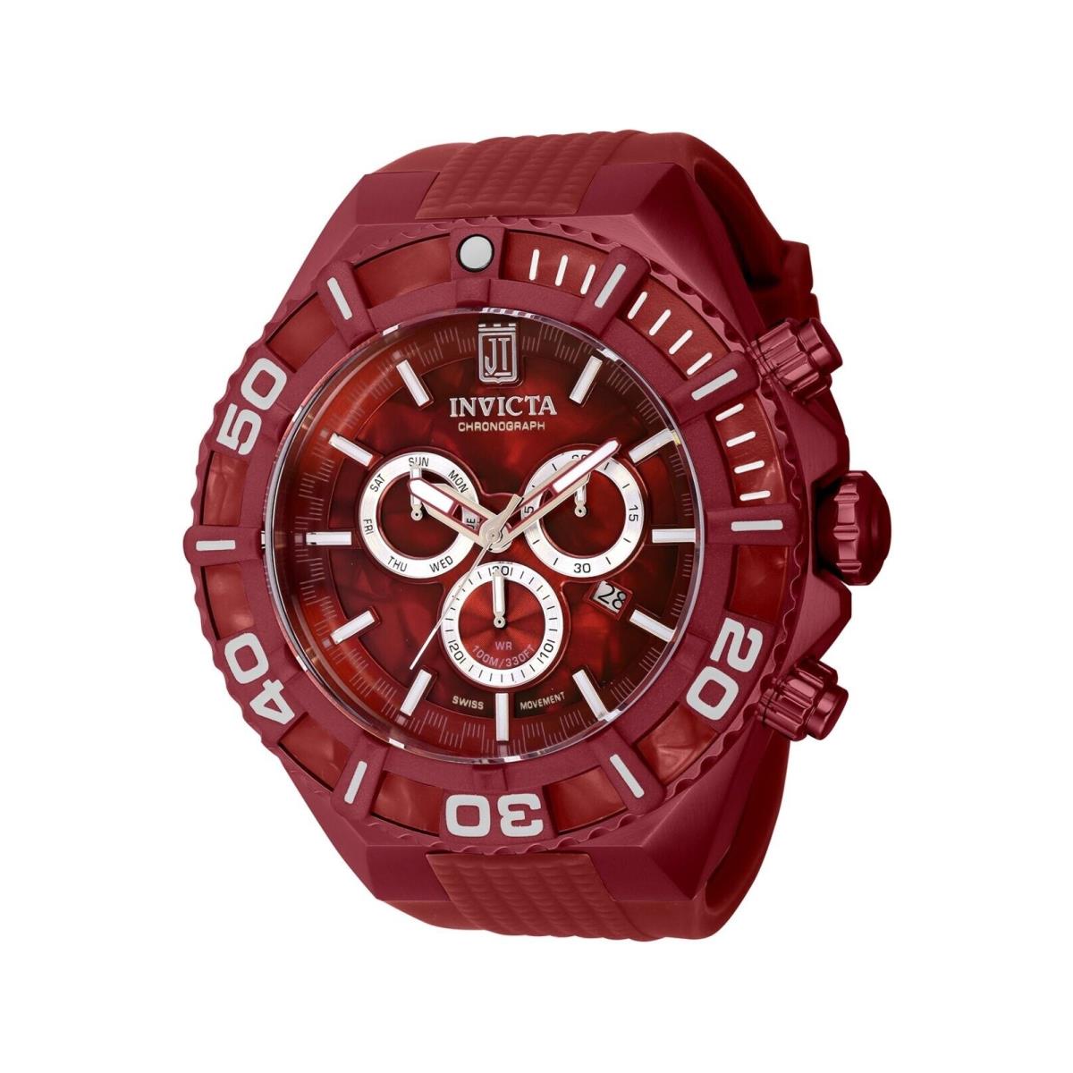 Invicta Jason Taylor 60mm Swiss Quartz Chronograph Burgundy Resin Dial Watch