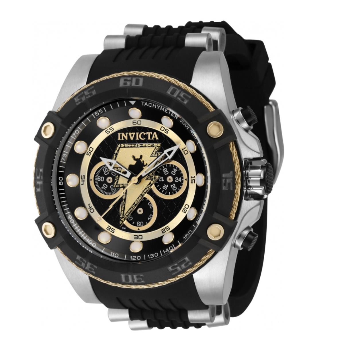 Invicta DC Comics Black Adam Men`s 52mm Limited Edition Chronograph Watch 41250 - Dial: Black, Gold, White, Yellow, Band: Black, Bezel: Black, Gold, Yellow