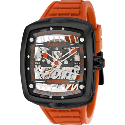 Invicta Men`s Watch S1 Rally Diablo Automatic Orange Silicone Rubber Strap 35289 - Dial: Black, Silver, Band: Orange
