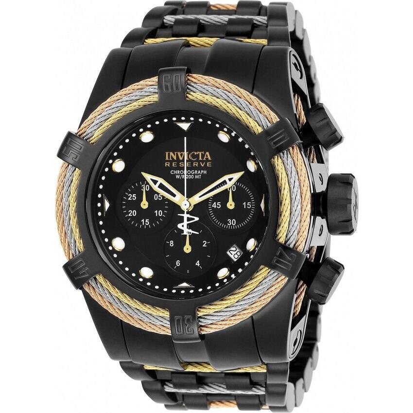 Invicta Bolt Chronograph Black Dial Men`s Watch 23050 - Dial: Black, Band: Black Ion-plated, Bezel: Black Ion-plated