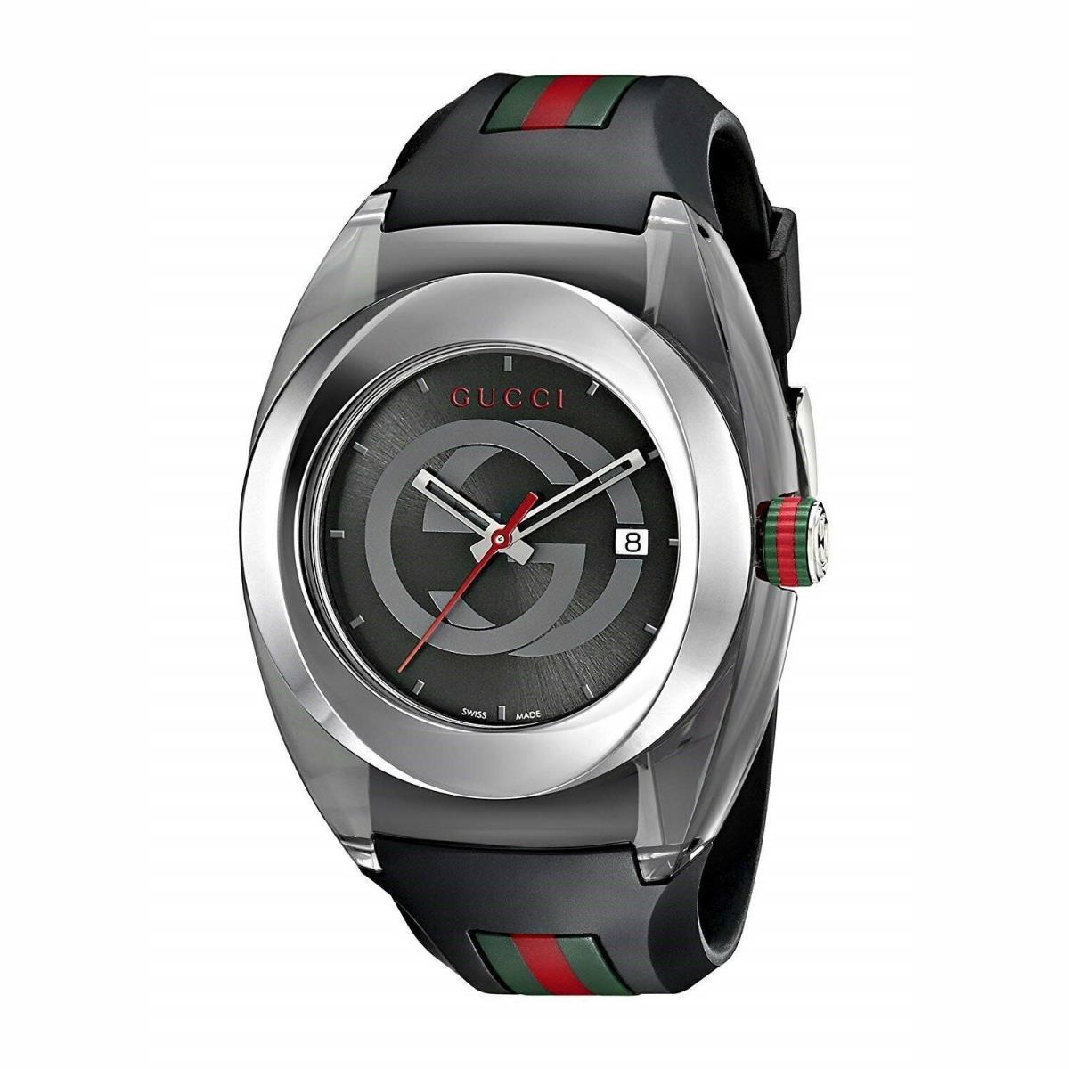 Gucci Sync Xxl Stainless Steel Watch with Black Rubber Bracelet Model:YA137101