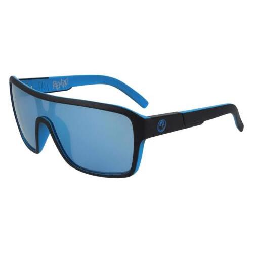 Dragon DR Jam Remix LL Ion 039 Matte Black Blue Sunglasses W/blue Mirror - Black, Frame: Black & Blue, Lens: Blue