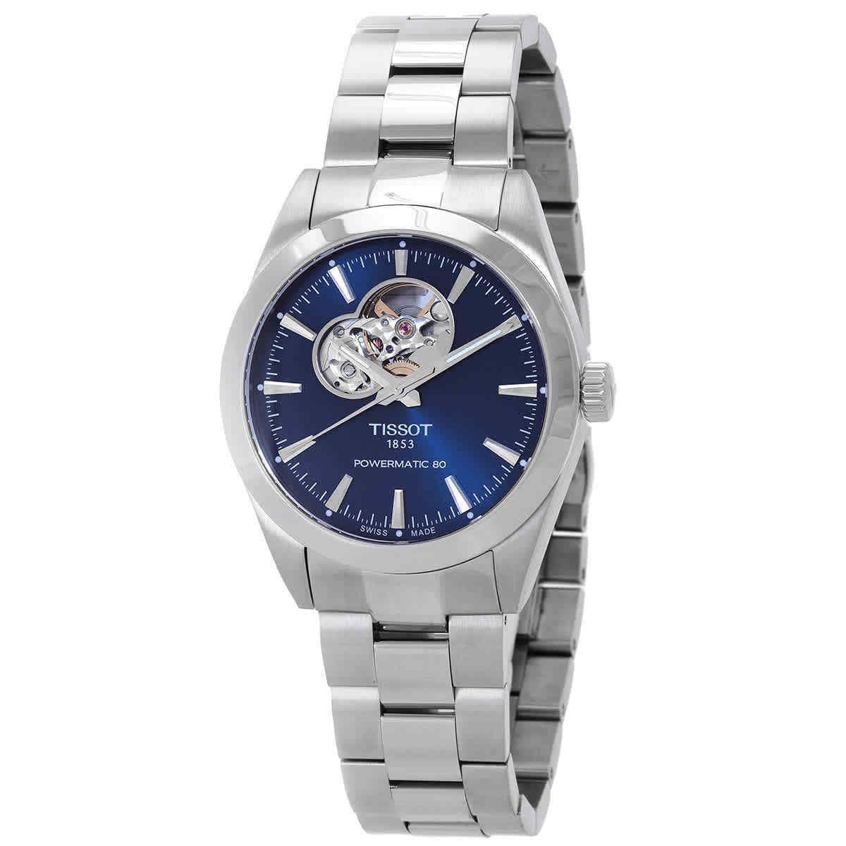 Tissot Gentleman Powermatic 80 Open Heart Automatic Blue Dial Men`s Watch