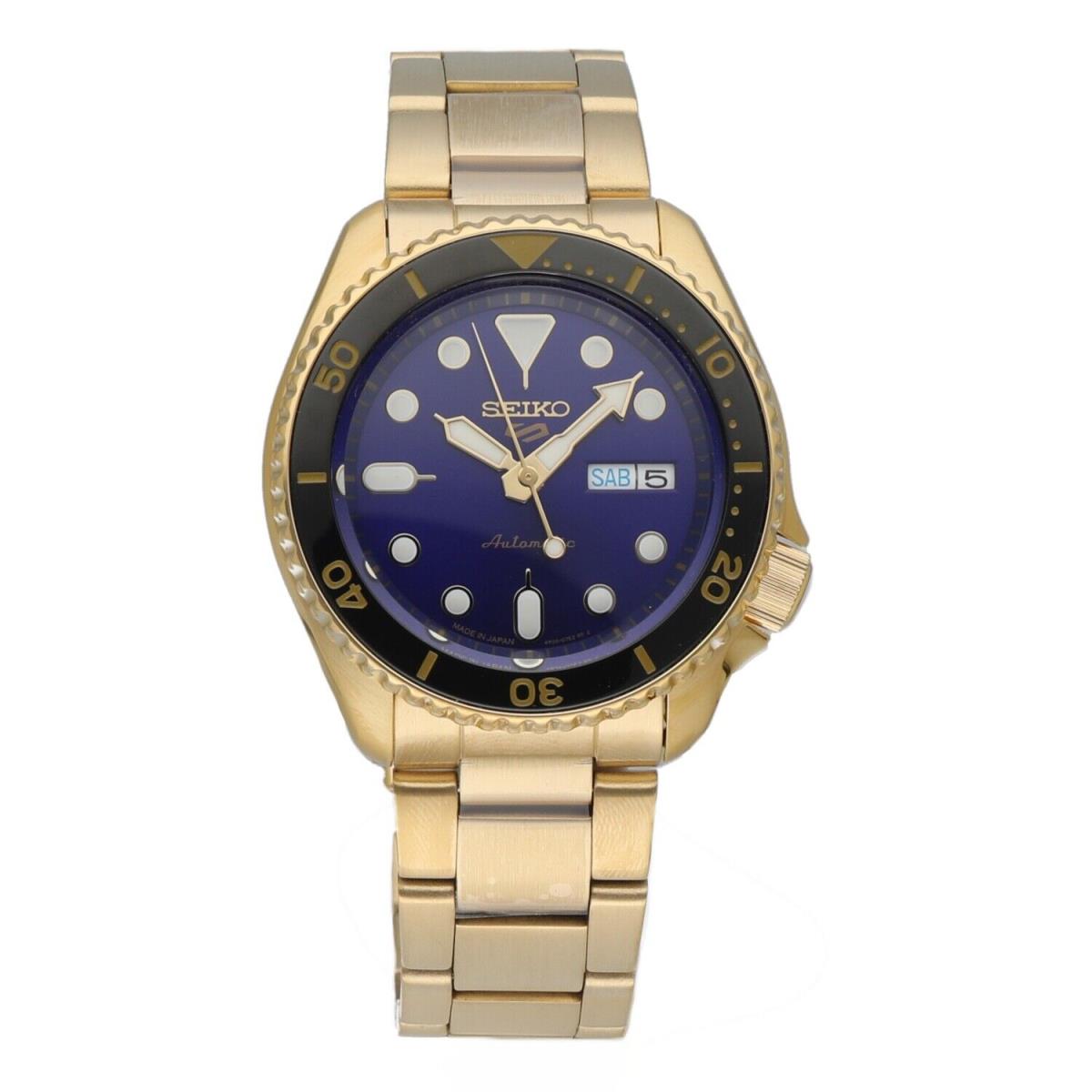 Seiko 5 Sports SRPK20 Blue Dial 42 mm Gold Steel Day/date Automatic Men`s Watch