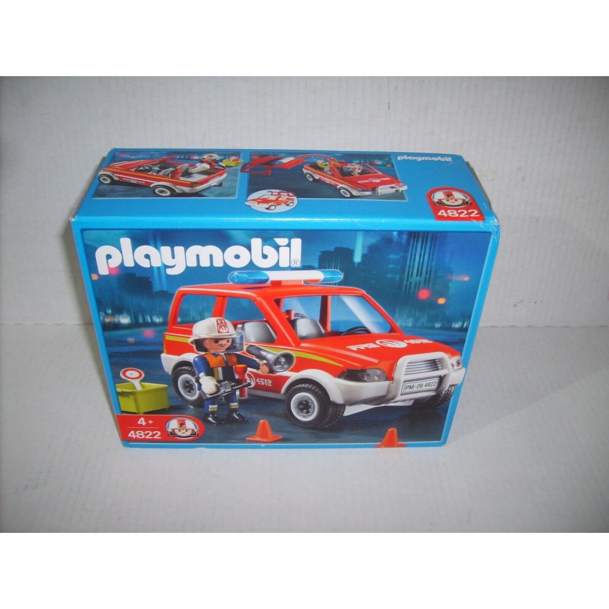 Playmobil Toy 45 Piece Set Fire Rescue Worker Truck Model 4822