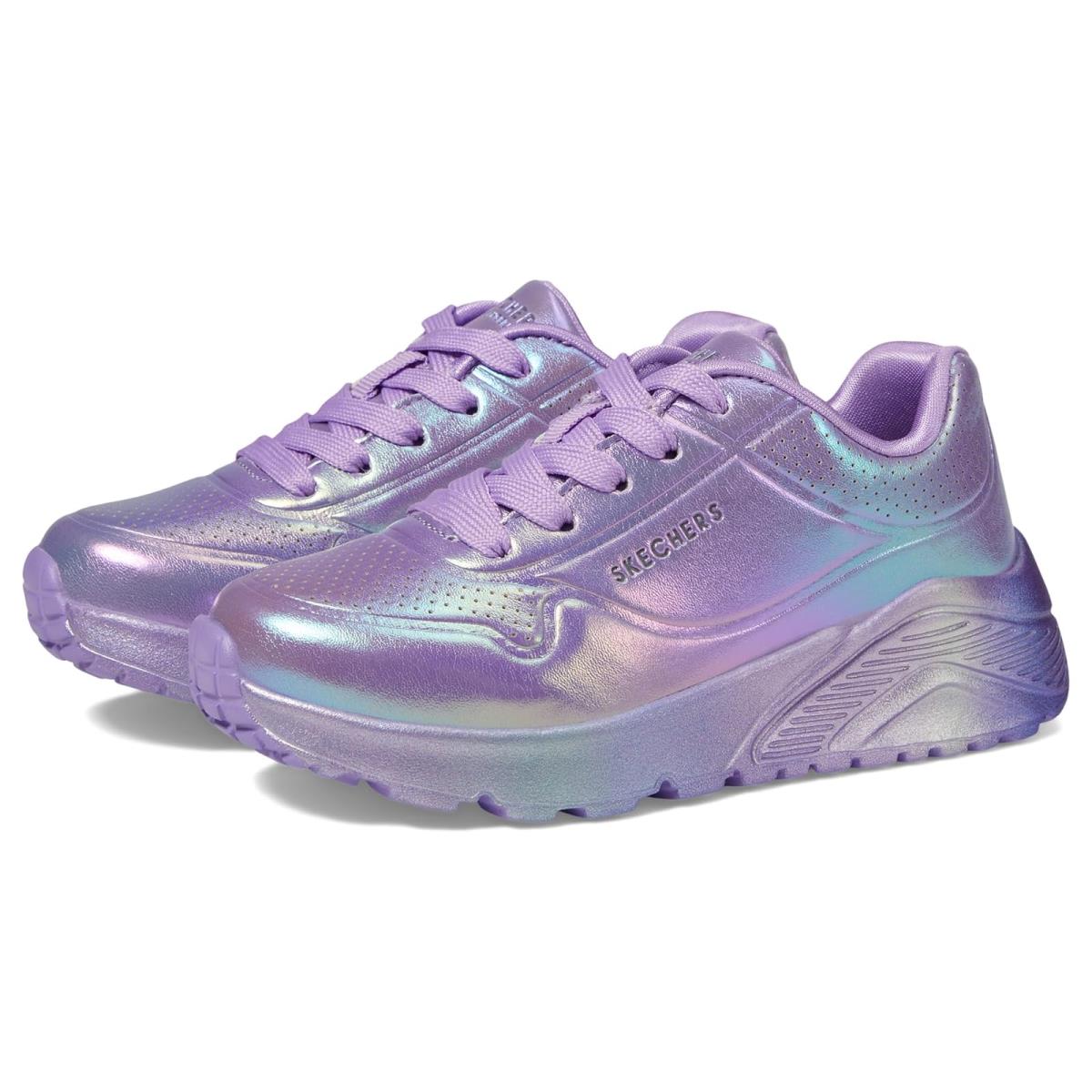 Girl`s Skechers Kids Uno Lite - Metallic Moves 310397L Little Kid/big Kid Purple/Multi