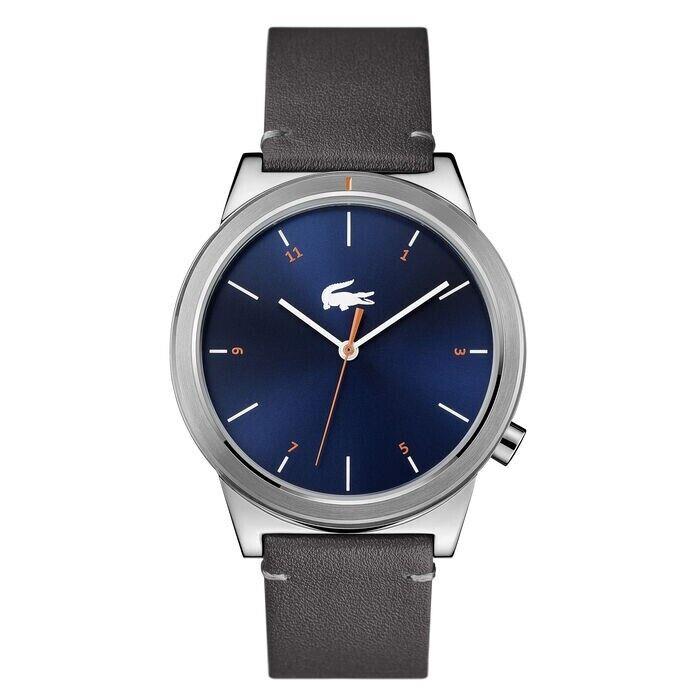 Lacoste Motion Men`s Dark Blue Dial Leather Strap 42 mm Watch 2010990