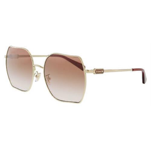 Coach 0HC7142 942913 Full Rim Shiny Light Gold Square Sunglasses