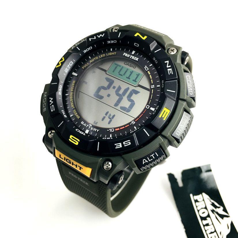 Casio Pro Trek PRG340-3E Men`s Digital Altimeter Thermometer Compass Green Watch