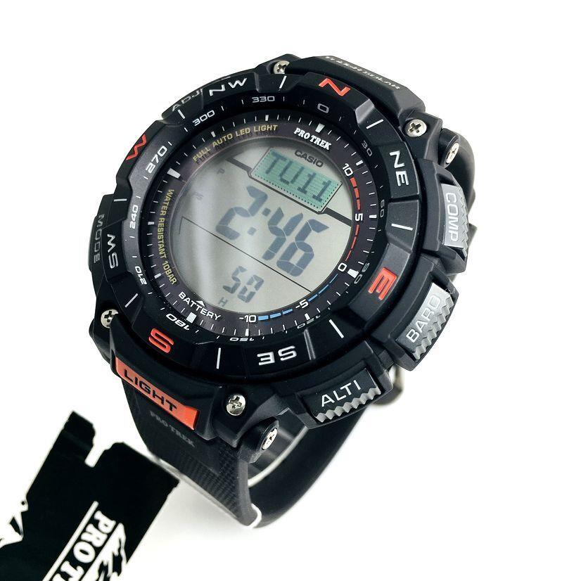 Casio Pro Trek PRG340-1E Men`s Digital Altimeter Thermometer Compass Watch - Dial: Grey, Band: Black, Bezel: Black