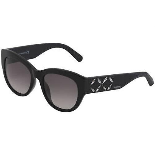 Swarovski Women`s SK0127 SK/0127 01B Shiny Black Square Fashion Sunglasses 54mm