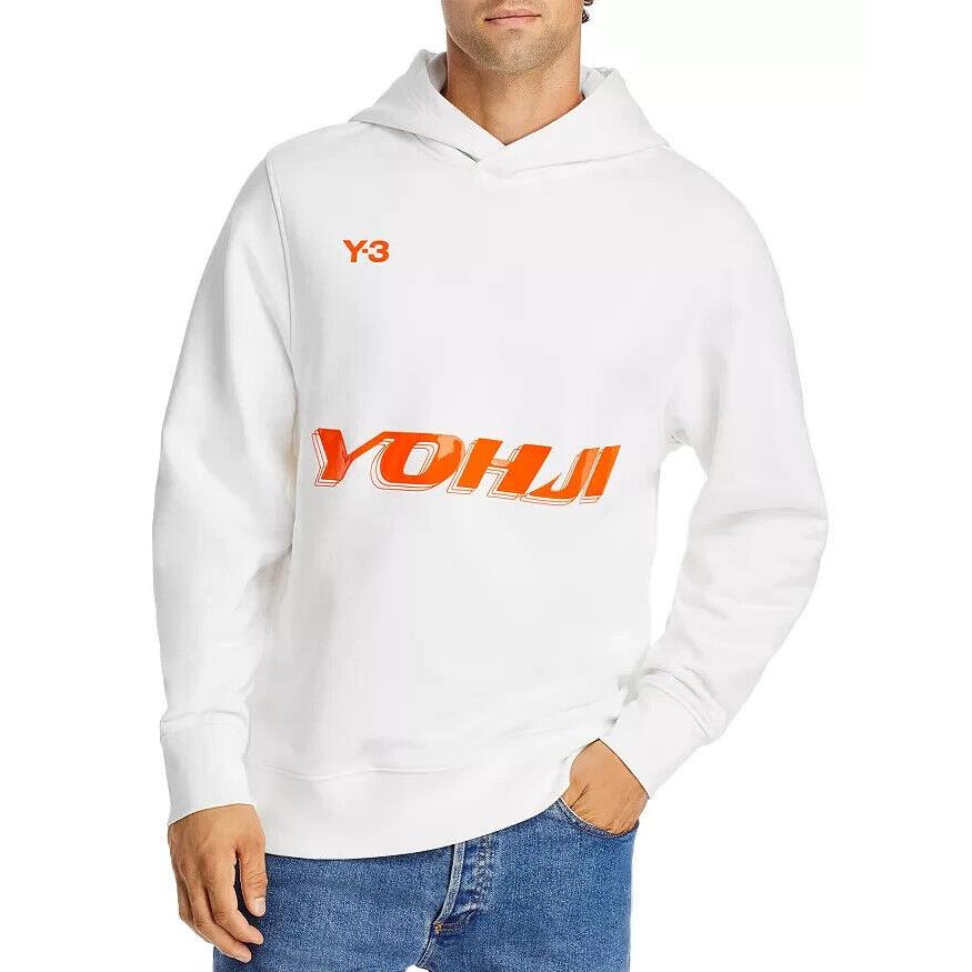 Y-3+Adidas L85801 Mens White Logo U Graphic Cotton Hoodie Size XS