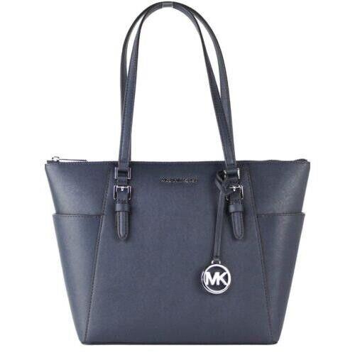 R Michael Kors Charlotte Large Tote Navy Saffiano Leather 35TOSCFT7L FS