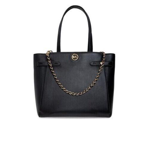 Michael Kors Carmen Tote Bag Large Black Leather Belted w/ Removable Cha