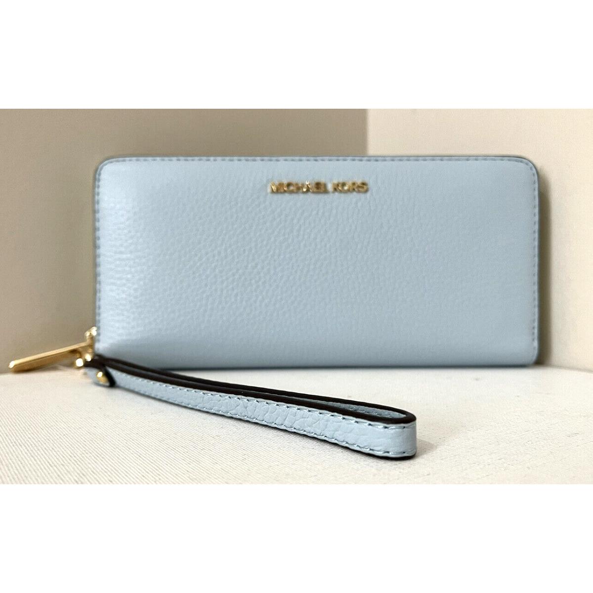 Michael Kors Jet Set Large Travel Continental Wallet Leather Vista Blue