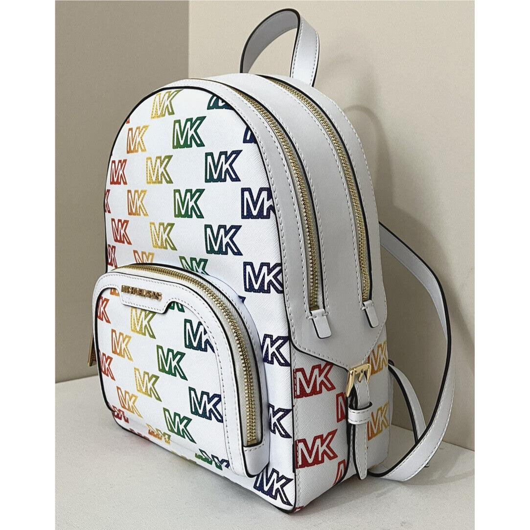 Michael Kors Jaycee Medium Zip Pocket Backpack Pride Optic White