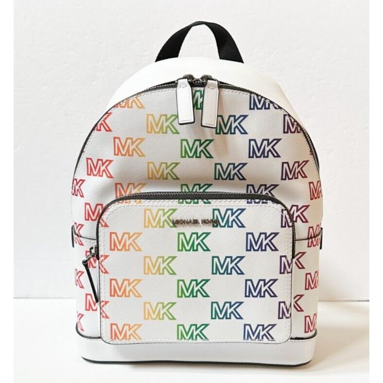 Michael Kors Cooper Commuter Sling Bag Backpack Crossbody MK Rainbow Optic White