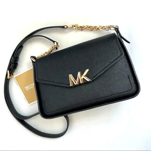 Michael Kors Sylvia Small Flap Black Saffiano Leather Crossbody Shoulder Bag