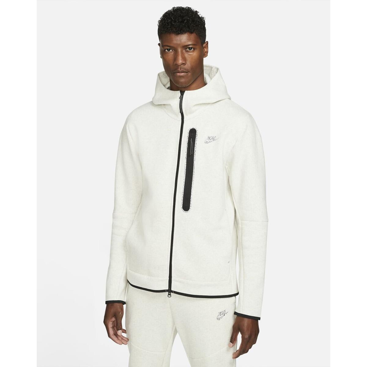Nike Sportswear Tech Fleece Hoodie Men`s XL White Heather Grey Black DD4688-100