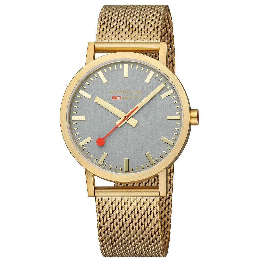 Mondaine A660.30360.80SBM Classic Good Gray Dial Golden 40 mm Quartz Wrist Watch