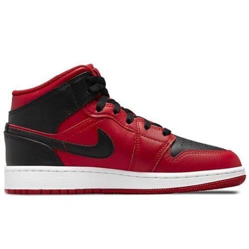 Men`s Nike Air Jordan 1 Mid Reverse Bred Red Black Shoes 554724-660/Size 9