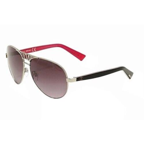 Just Cavalli Women`s JC510S JC/510S 20Z Black on Pink Pilot Sunglasses 60mm - Frame: Black, Lens: Gray