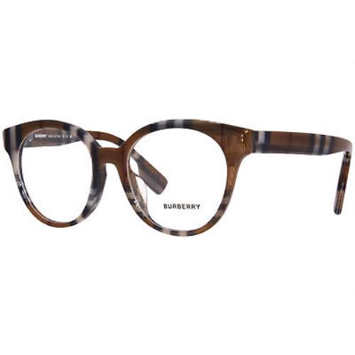 Burberry Jacqueline BE2356F 3967 Eyeglasses Women`s Check Brown Round Shape 51mm