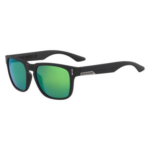 Dragon DR Monarch LL 007 Matte Black Sunglasses with Green Mirror Lenses