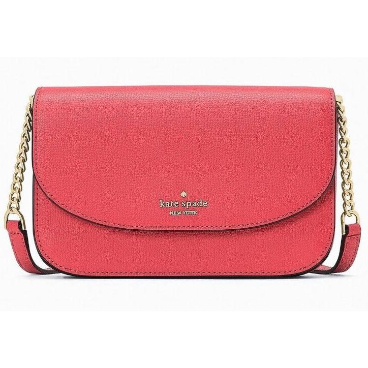 Kate Spade Kristi Chain Flap Crossbody Bag Coral Leather Purse KA698