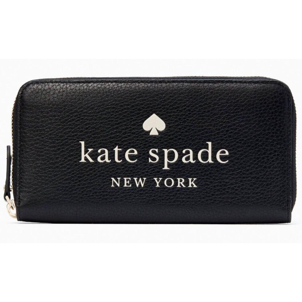 Kate Spade Ella Large Continental Wallet Black Leather Ziparound K4779 FS