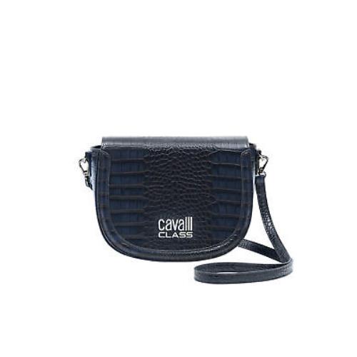 Cavalli Class Torino Navy Medium Crocco Saddle Crossbody Bag