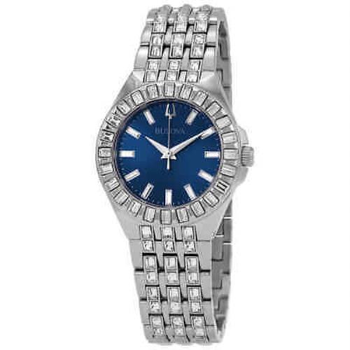 Bulova Crystal Quartz Blue Dial Ladies Watch 96L290 - Dial: Blue, Band: Silver, Bezel: Silver
