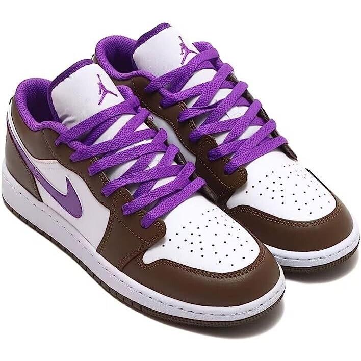 Nike Air Jordan 1 Low 553560-215 Men`s Brown/white Sneaker Shoes Size 4 WH104