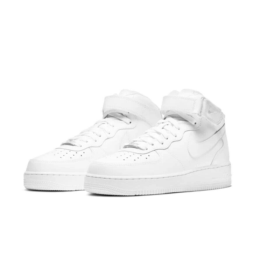 Nike Air Force 1 Mid `07 CW2289-111 Mens Triple White Leather Shoes Size 6 PB482 - Triple White