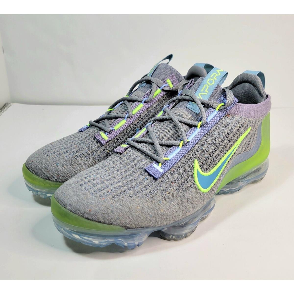 Nike Air Vapormax Flyknit Sneakers Shoes Gray Green Mens Size 9 Womens 10.5 SporTipTop