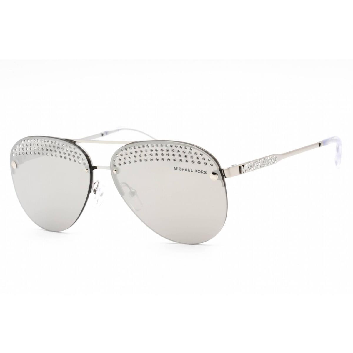 Michael Kors Women`s Sunglasses Shiny Silver Metal Rimless Frame 0MK1135B 18896G