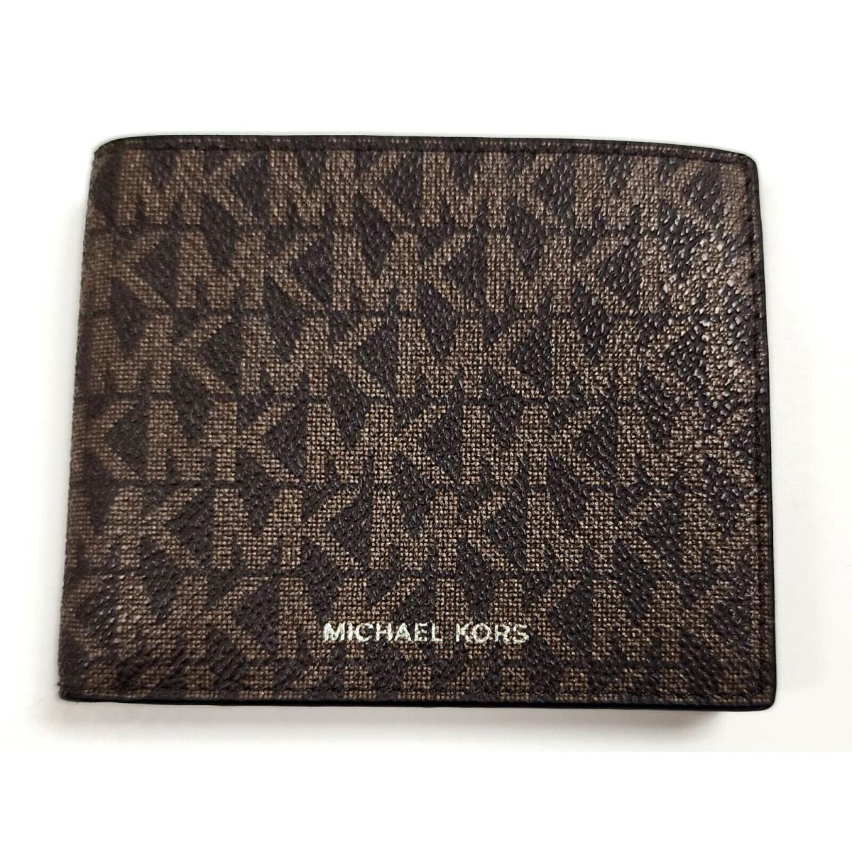 Michael Kors Brown Leatherette MK Logo Print Bi-fold Men`s Wallet