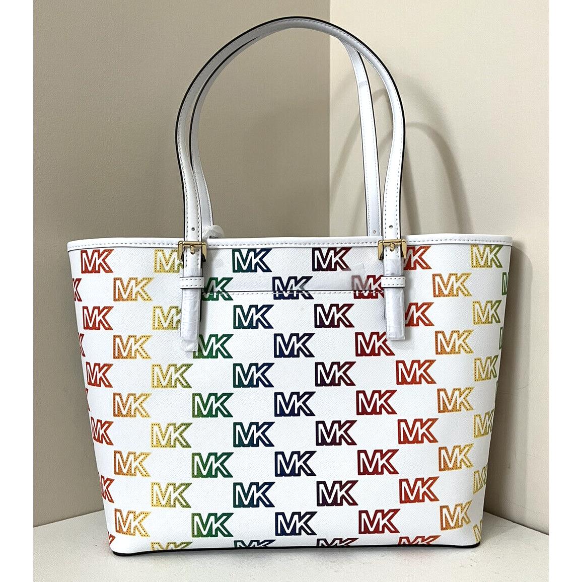 MICHAEL KORS JET SET TRAVEL PRIDE MEDIUM CARRYALL TOTE SHOULDER BAG MK  RAINBOW