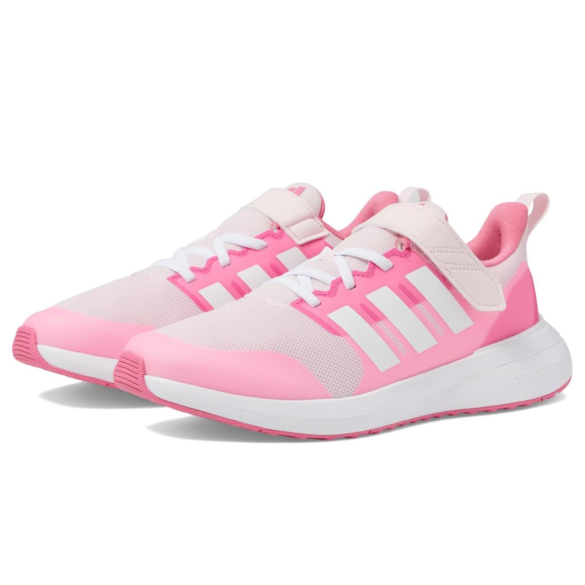 Girl`s Shoes Adidas Kids Fortarun 2.0 Elastic Lace Little Kid/big Kid Clear Pink/Footwear White/Bliss Pink