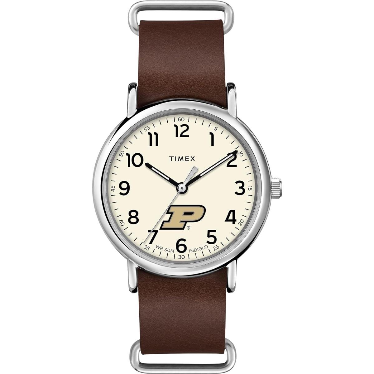 Timex Tribute Men`s Collegiate Weekender 40mm Quartz Leather Strap Brown 20