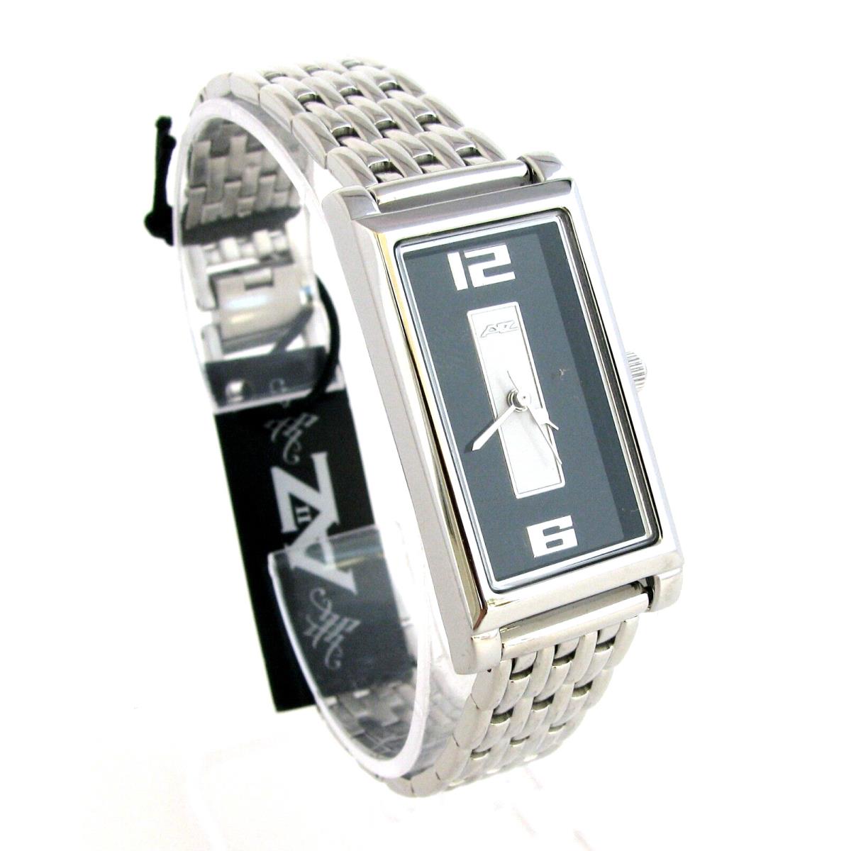 A II Z by Timex Black White Dial Silver Tone Stainless Steel Band Watch -V0V702