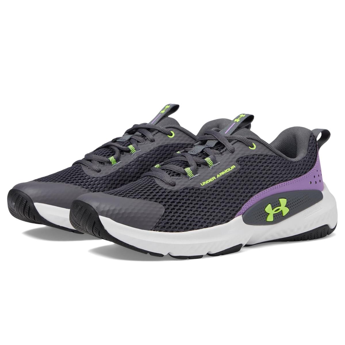 Woman`s Sneakers Athletic Shoes Under Armour Dynamic Select Castlerock/Provence Purple/High-Visibility Yellow