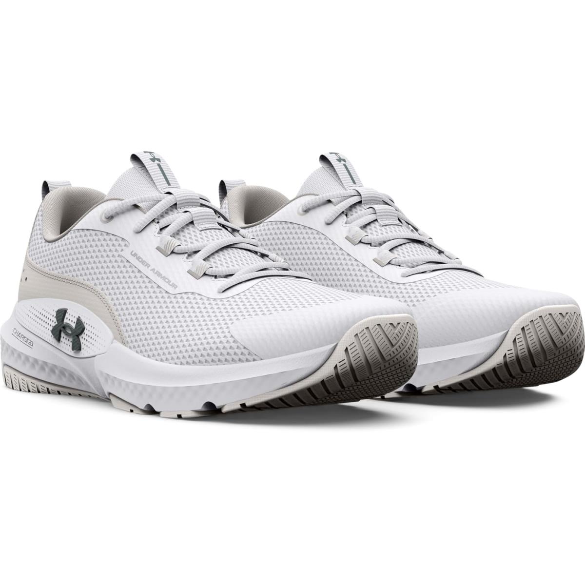 Woman`s Sneakers Athletic Shoes Under Armour Dynamic Select White/White Clay/Metallic Green Grit