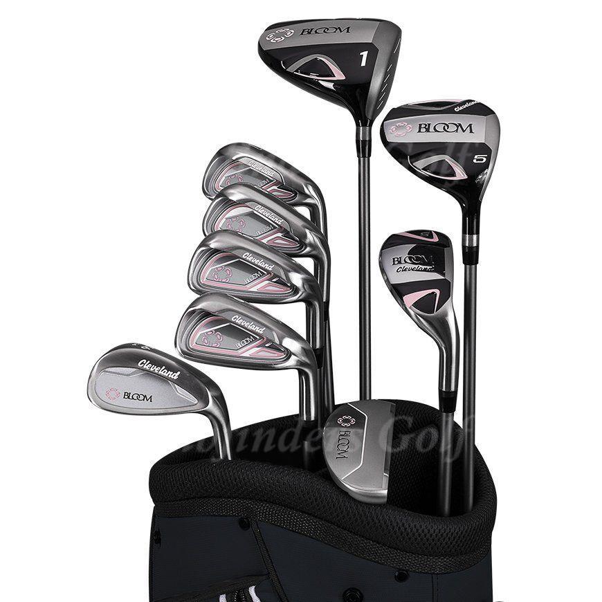 Lady Cleveland Bloom 2023 Black/pink 9 Piece Complete Club Set w/ Cart Bag - Black, Pink