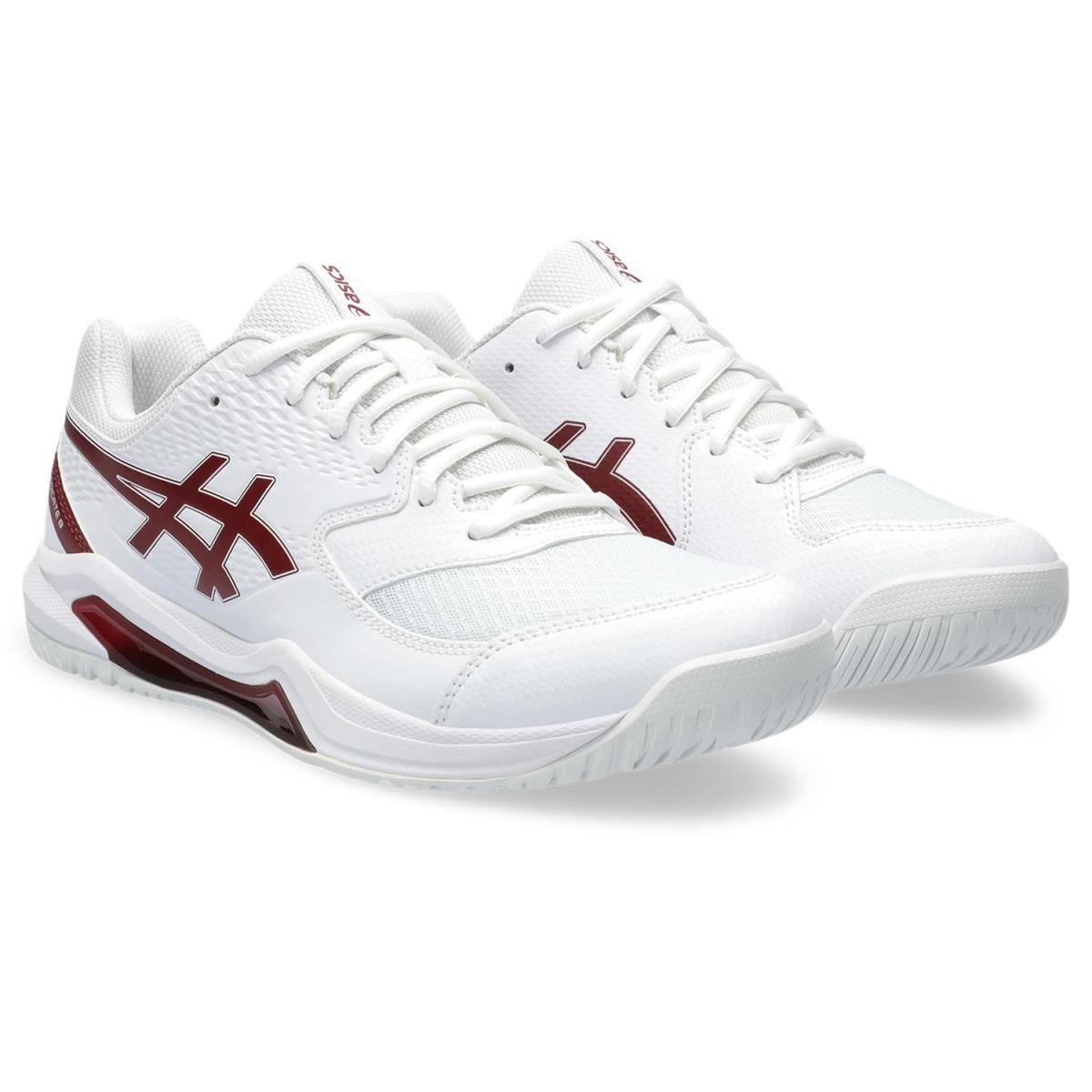 Man`s Sneakers Athletic Shoes Asics Gel-dedicate 8 Tennis Shoe White/Antique Red