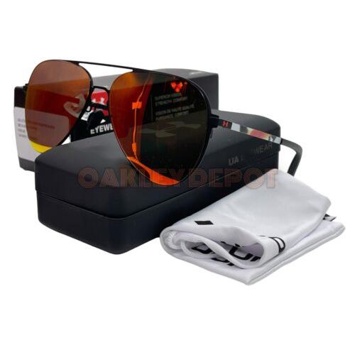 Under Armour Litewire Satin Black/beta Red Mirror Aviator Sunglasses - SATIN BLACK Frame, BETA RED Lens