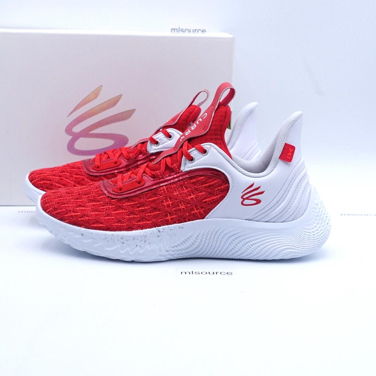 Size 12 Men`s Under Armour Curry Flow 9 Basketball Shoes 3025631-100 White/red - Red, Manufacturer: White/Red