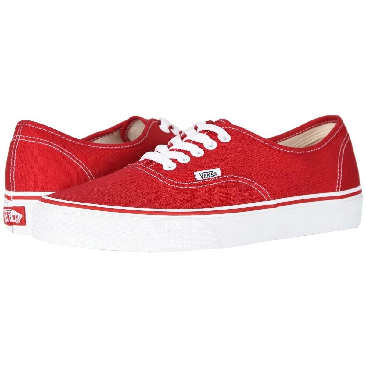 Vans Authentic Men`s Low Top Sneaker Shoes Red